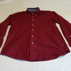 Chaps Red and Black Plaid Button Down Shirt